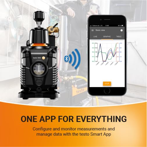 testo 565i Smart Vacuum Pump (7 CFM) - Smart AC Vacuum Pump for Automated Evacuations Includes Integrated Decay Test - A/C Vacuum Pump 198 l/min - App Operation