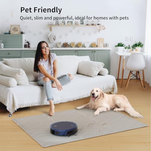 OKP Life Robot Vacuum Cleaner, Strong Suction Alexa Robot, Schedule Cleaning, Precise Obstacle Detection, Smart Self Charging Robotic Vacuums, Ideal for Home, Pet Hair, Hard Floors, Low-Pile Carpets