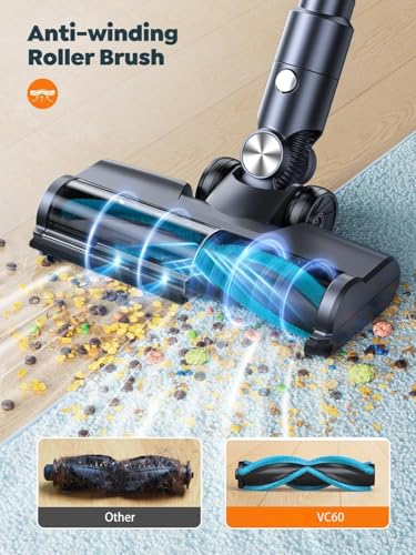 Cordless Vacuum Cleaner, 450W 38Kpa Stick Vacuum with Aromatherapy Design, Anti-Tangle Vacuum Cleaners for Home LED Smart Animation Display, Household Handheld Vacuum for Pet Hair/Carpet/Hard Floor