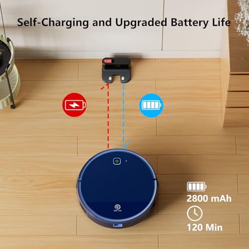 OKP Life Robot Vacuum Cleaner, Strong Suction Alexa Robot, Schedule Cleaning, Precise Obstacle Detection, Smart Self Charging Robotic Vacuums, Ideal for Home, Pet Hair, Hard Floors, Low-Pile Carpets