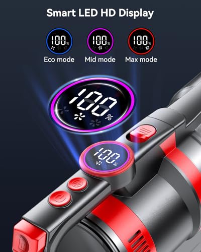 Cordless Vacuum Cleaner, 40Kpa/500W Vacuum Cleaners for home, Max 55 Mins Runtime,2024 Newest Dual Handle Stick Vacuum with Smart Display,Anti-Tangle Lightweight Vacuum for Pet Hair/Carpet/Hard Floor