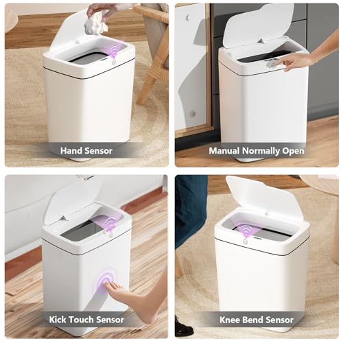 Onadak 3 Gallon Automatic Bathroom Trash Can, Touchless Motion Sensor Garbage Can with Lid, Smart Plastic Slim Wastebasket for Bathroom, Office, rv, Bedroom, Living Room