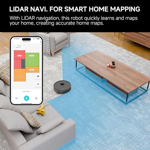 LS1 Robot Vacuum and Mop Combo – Precise LiDAR Navigation, Smart Home Map, Vacuum/Mop/Combo Cleaning Mode, Auto Recharge, Customized Cleaning, APP/Remote/Voice Control, for Hard Floors and Carpets