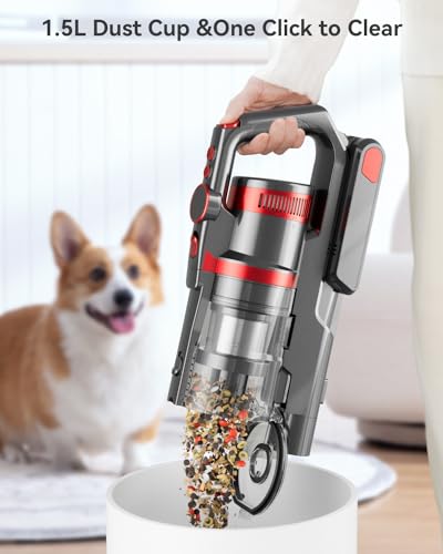 Cordless Vacuum Cleaner, 40Kpa/500W Vacuum Cleaners for home, Max 55 Mins Runtime,2024 Newest Dual Handle Stick Vacuum with Smart Display,Anti-Tangle Lightweight Vacuum for Pet Hair/Carpet/Hard Floor