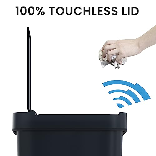 iTouchless Prime 13.2 Gallon Sensor Trash Can, Slim and Space-Saving, Durable Dent-Proof Construction, Automatic Bin Great for Kitchen, Home, Office, Business, Garage, Black Color, Plastic