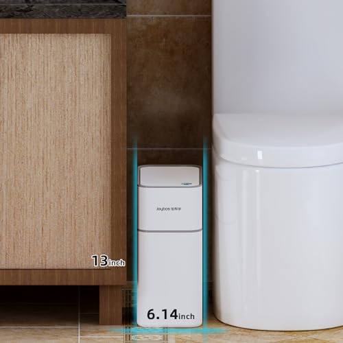 funest Bathroom Garbage Can with a Lid,3.5 Gallon Touchless Motion Sensor Trash Can,Automatic Adsorption,Electric Slim Small Smart Diaper Trash Bin for Toilet,Kitchen,Bedroom,White
