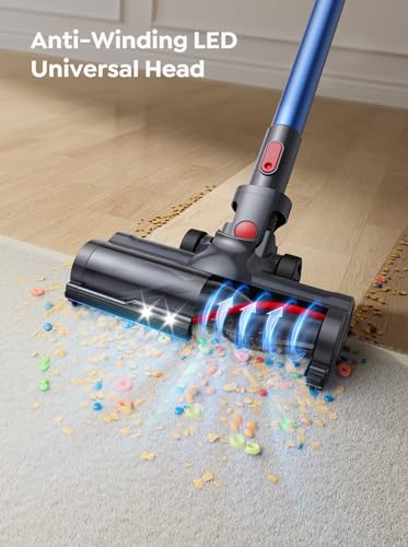 Cordless Vacuum Cleaner, 450W/38Kpa Powerful Stick Vacuum with Rechargeable Wall Mount, Touch Display, Up to 55 Mins, 1.5L Dust Cup, Lightweight Anti-Tangle Vacuums for Pet Hair Carpet Hard Floor