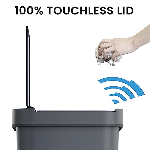 iTouchless Prime 13.2 Gallon Sensor Trash Can, Durable Dent-Proof Construction, Slim and Space-Saving Automatic Bin Great for Kitchen, Home, Office, Business, Garage, Gray Color Plastic