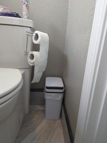 QSFWCSM Bathroom Trash can,Smart Touchless Trash Can,Automatic Motion Sensor Compost Bin with Lid,2.4 Gallon Plastic PP Rubbish Can, Kitchen, Bathroom, Office, Bedroom Trash can (Grey)