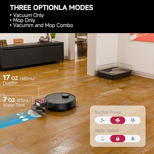 LS1 Robot Vacuum and Mop Combo – Precise LiDAR Navigation, Smart Home Map, Vacuum/Mop/Combo Cleaning Mode, Auto Recharge, Customized Cleaning, APP/Remote/Voice Control, for Hard Floors and Carpets