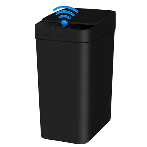 Eidustor Bathroom Automatic Trash Can 2.2 Gallon Touchless Smart Motion Sensor Garbage Can with Lids Small Narrow Electric Garbage Bin for Bedroom Living Room Office (Black)