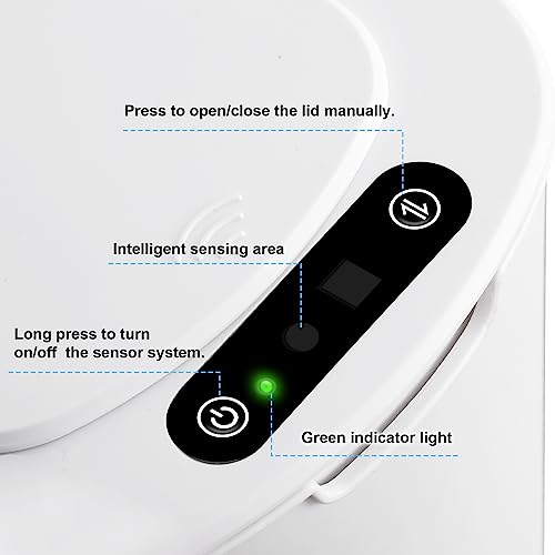 TrashAid Touchless Bathroom Trash Can with Lid, 5.5 gallon Rechargeable Motion Sensor Slim Trash Bin Automatic, Smart Plastic Garbage Can White Wastebasket for Toilet, Office, rv, Bedroom, Living Room