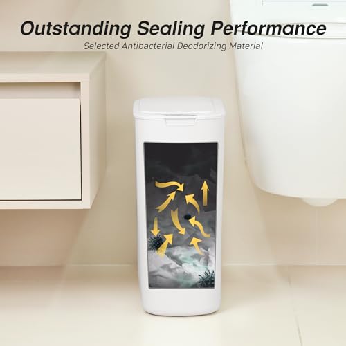 FRESHLIX Automatic Motion Sensor Bathroom Trash Can with Lid, 6 Gallon Touchless Trash Bin, Smart Electric Narrow Waterproof Garbage Bin for Toilet, Office, Rv, Bedroom, Living Room