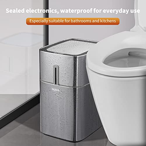 MOPUP Motion Sensor Bathroom Trash Cans | 4 Gallon Stainless Steel Automatic Privacy Garbage Can with Lid | Smart Dogproof Trash Bin for Bedroom,Office,Toilet,RV