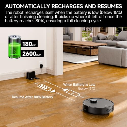 LS1 Robot Vacuum and Mop Combo – Precise LiDAR Navigation, Smart Home Map, Vacuum/Mop/Combo Cleaning Mode, Auto Recharge, Customized Cleaning, APP/Remote/Voice Control, for Hard Floors and Carpets