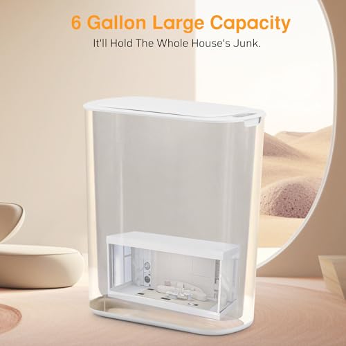 LJIACLEA Touchless Bathroom Small Trash Can with Lid 6 Gallon Smart Motion Sensor Electric Waterproof Garbage Can for Kitchen,Bedroom, Office, Living Room,White
