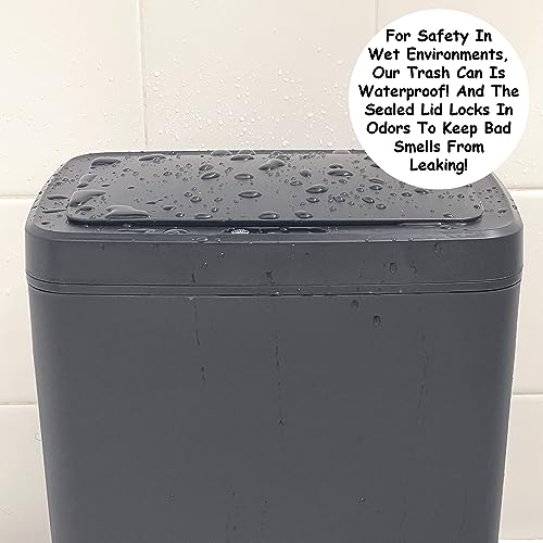 Homie Automatic, Smart Trash Can 3.2 Gallon with Touchless Motion Sensor and Anti - Bag Slip Lid, Use as Mini Garbage Basket, Slim Dust Bin, or Decor in Bathroom, Restroom, Kitchen (Matte Black)