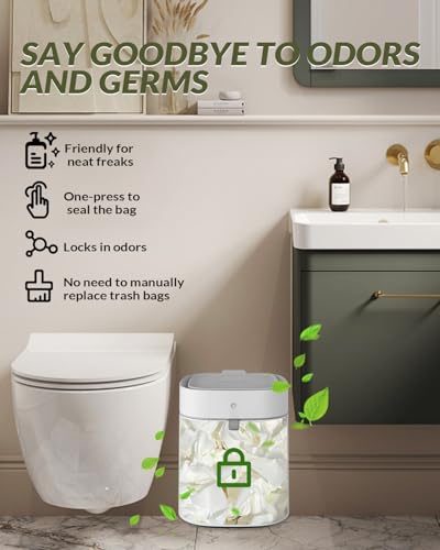 IntreLife Automatic Trash Can, 3.5 Gallon Self-Sealing and Self-Changing Smart Trash Can, Rechargeable Touchless Motion Sensor Trash Bin with lid for Bathroom Kitchen Office Bedroom