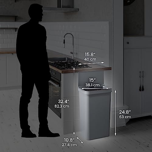 iTouchless Prime 13.2 Gallon Sensor Trash Can, Durable Dent-Proof Construction, Slim and Space-Saving Automatic Bin Great for Kitchen, Home, Office, Business, Garage, Gray Color Plastic