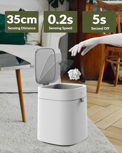 IntreLife Automatic Trash Can, 3.5 Gallon Self-Sealing and Self-Changing Smart Trash Can, Rechargeable Touchless Motion Sensor Trash Bin with lid for Bathroom Kitchen Office Bedroom