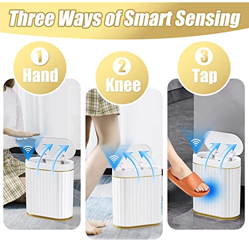 Small Touchless Trash Can, Smart Motion Sensor Wastebasket Garbage Container Bin with Automatic Opening Lid for Bathroom, Living Room Dressing Table, Kitchen, Office Desktop, and RV (5L)