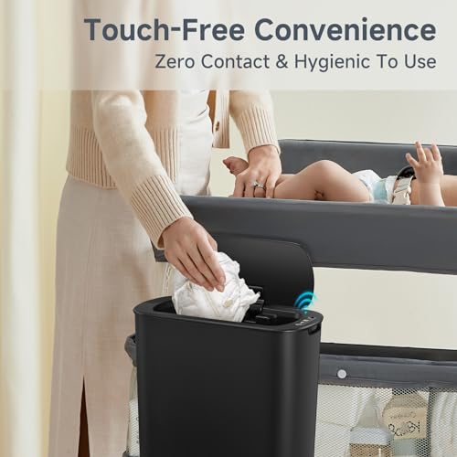 TIPGO Automatic Bathroom Trash Can with Lid, 2.6 Gallon Touchless Motion Sensor Garbage Can, Smart Plastic Slim Wastebasket for Bedroom, Office, Dorm (Black)