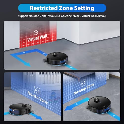 Tikom Robot Vacuum and Mop Combo with LiDAR Navigation, L9000 Robotic Vacuum Cleaner with 4000Pa Suction,150Min Max, 14 No-Go Zones, Smart Mapping, Good for Pet Hair, Carpet, Hard Floor
