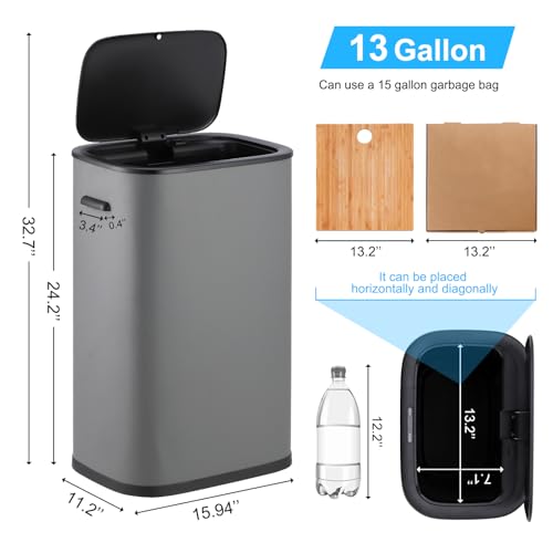 Automatic Trash Can with Lid,14.5 Gallon Smart Trash Can, 55L Motion Sensor Trash Can (use 13 gallon garbage bags) for Bedroom, Bathroom, Kitchen, Office