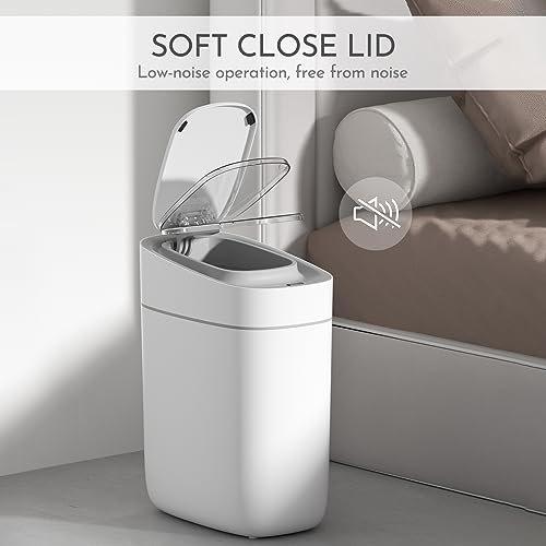 ELPHECO Automatic Bathroom Trash Can with Lid 2.5 Gallon Slim Sensor Garbage Can, 9L Narrow Plastic Trash Bin, Waterproof Motion Sensor Trash Bin for Bedroom, Living Room, Narrow Space