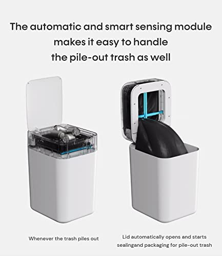 TOWNEW T1S Smart Trash Can,4.1 Gallon Automatic Garbage Bin with Self-Sealing and Self-Changing,Motion Sense Activated Trashcan for kitchen bathroom office,Large,White