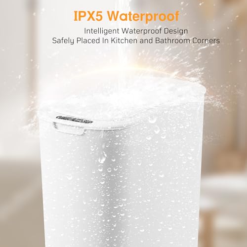 LJIACLEA Touchless Bathroom Small Trash Can with Lid 6 Gallon Smart Motion Sensor Electric Waterproof Garbage Can for Kitchen,Bedroom, Office, Living Room,White