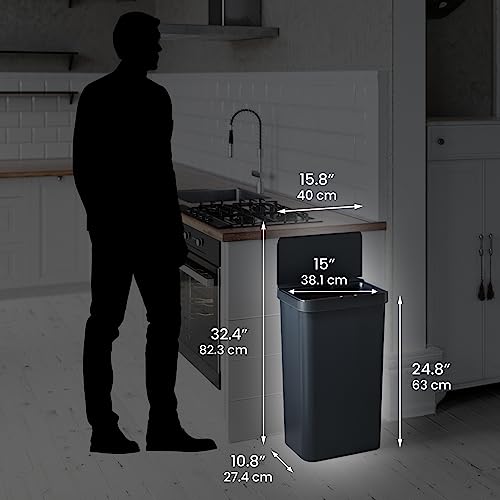 iTouchless Prime 13.2 Gallon Sensor Trash Can, Durable Dent-Proof Construction, Slim and Space-Efficient Automatic Bin Black Color Great for Kitchen, Home, Office, Business, Garage, Plastic