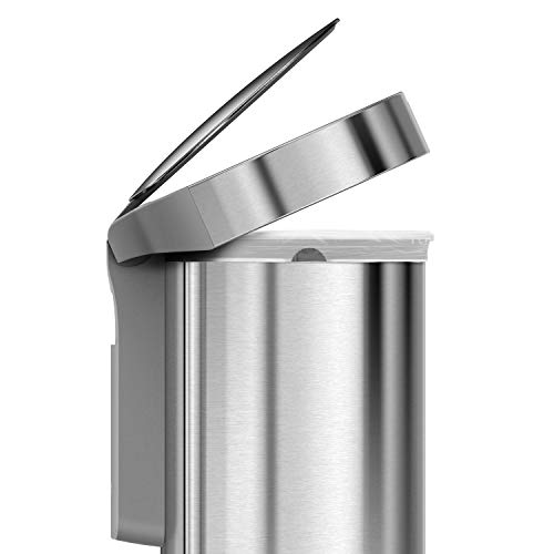 simplehuman 45 Liter / 12 Gallon Semi-Round Automatic Sensor Trash Can, Brushed Stainless Steel