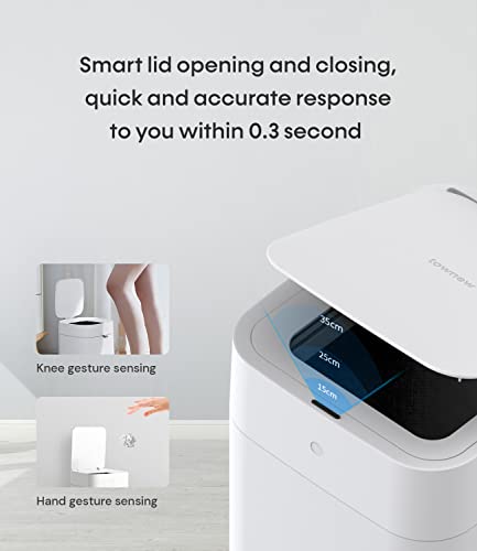 TOWNEW T1S Smart Trash Can,4.1 Gallon Automatic Garbage Bin with Self-Sealing and Self-Changing,Motion Sense Activated Trashcan for kitchen bathroom office,Large,White