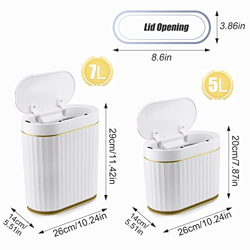 Small Touchless Trash Can, Smart Motion Sensor Wastebasket Garbage Container Bin with Automatic Opening Lid for Bathroom, Living Room Dressing Table, Kitchen, Office Desktop, and RV (5L)