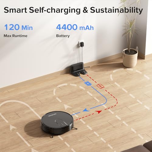ROPVACNIC Robot Vacuum Cleaner Robot Vacuum and Mop Combo with 4000Pa Suction, Personalized Cleaning Adjustments, Self-Charging Robotic Vacuum Cleaner, Advanced Obstacle Avoidance