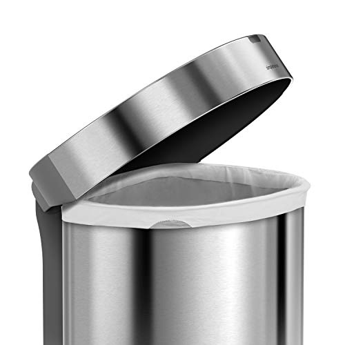 simplehuman 45 Liter / 12 Gallon Semi-Round Automatic Sensor Trash Can, Brushed Stainless Steel