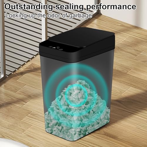 Eidustor Bathroom Automatic Trash Can 2.2 Gallon Touchless Smart Motion Sensor Garbage Can with Lids Small Narrow Electric Garbage Bin for Bedroom Living Room Office (Black)