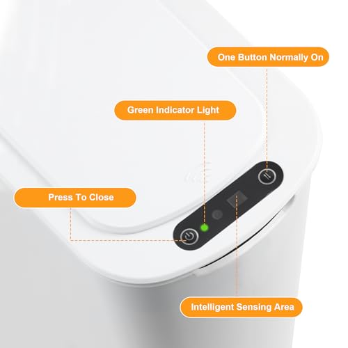 LJIACLEA Touchless Bathroom Small Trash Can with Lid 6 Gallon Smart Motion Sensor Electric Waterproof Garbage Can for Kitchen,Bedroom, Office, Living Room,White