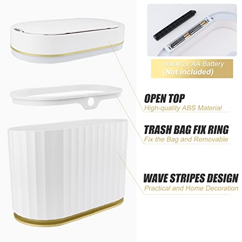 Small Touchless Trash Can, Smart Motion Sensor Wastebasket Garbage Container Bin with Automatic Opening Lid for Bathroom, Living Room Dressing Table, Kitchen, Office Desktop, and RV (5L)
