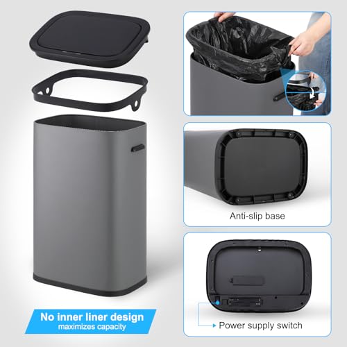 Automatic Trash Can with Lid,14.5 Gallon Smart Trash Can, 55L Motion Sensor Trash Can (use 13 gallon garbage bags) for Bedroom, Bathroom, Kitchen, Office