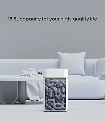 TOWNEW T1S Smart Trash Can,4.1 Gallon Automatic Garbage Bin with Self-Sealing and Self-Changing,Motion Sense Activated Trashcan for kitchen bathroom office,Large,White