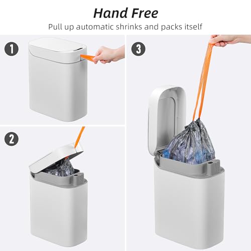 MOPALL Rechargeable Bathroom Trash Can,Motion Sensor Trash Can Automatic Touchless,White 3.5 Gallon Smart Garbage Can with Lid,Auto-Adsorption Slim Small Waste Basket for Bedroom,Bathroom,Kitchen