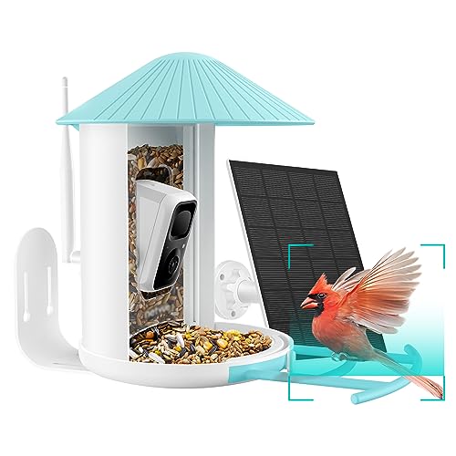 NETVUE Birdfy® AI Smart Bird Feeder with Camera Solar Powered, Lifetime AI Auto Capture Each Bird Come & Identify 6000+ Bird Species, Cloud Store Bird Videos & Birdwatching On Live, Ideal Gift (Blue)