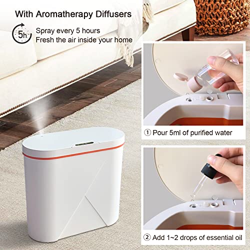 aDeerElf Automatic Bathroom Trash Can with lid, Smart Trash Can Bedroom, Motion Sensor Trash Can Small Smart Trash Can Touchless Slim Garbage Can (White, 4.2 Gallon)