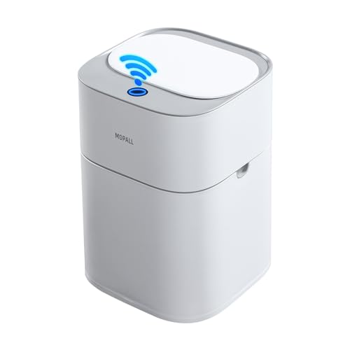 MOPALL Bathroom Trash Can Touchless, 4 Gallon Automatic Garbage Can with Lid, Waterproof Motion Sensor Trash Can, Smart Adsorption Trash Bin for Bathroom, Bedroom, Kitchen, Office