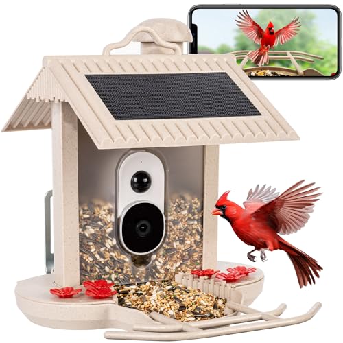 GIGALUMI Smart Bird Feeder with Camera, AI Bird Feeder Camera with Solar Powered, Auto Video Capture & Instant Notifications, Ideal Gift for Bird Lovers
