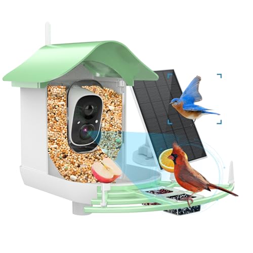 Smart Bird Feeder with Camera, AI Identify Bird Breed,Auto Capture Backyard Garden Bird Watching,Motion Detection, Solar-Powered WiFi 1080P Live Camera for Birds lover