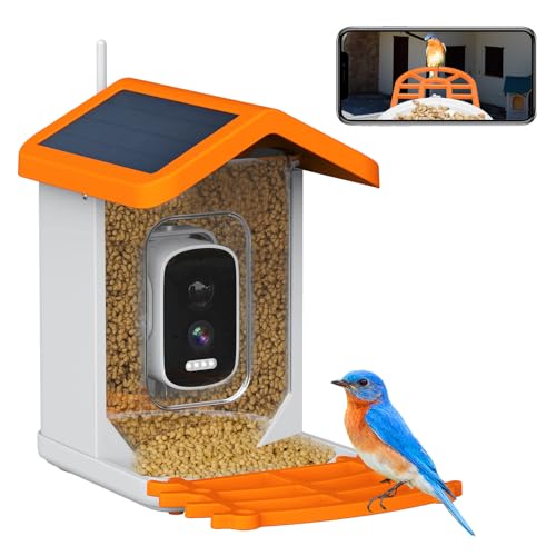 Oneware Wild Bird Feeder Camera, Smart Motion Activated Bird Camera with AI Auto Identify & Live Video Capture for Outdoor Bird Watching, Wireless Solar Powered Birdhouse Bird Box, Bird Lover Gifts