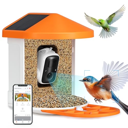 Simple Deluxe Smart Bird Feeder with Camera Solar Powered Hummingbird Feeders for Outdoors with Camera HD 1080P, AI Identify Bird Species 11k, Auto Capture Bird Videos, Ideal Gift for Bird Lover
